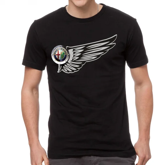 Alfa Romeo Auto Flügel Logo schwarz T-Shirt -813