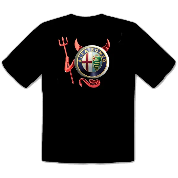 Alfa Romeo Devil Teufel Auto Logo Schwarz T-SHIRT -204
