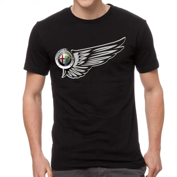 Alfa Romeo Flügen Logo Fun Auto Schwarz T-SHIRT -813