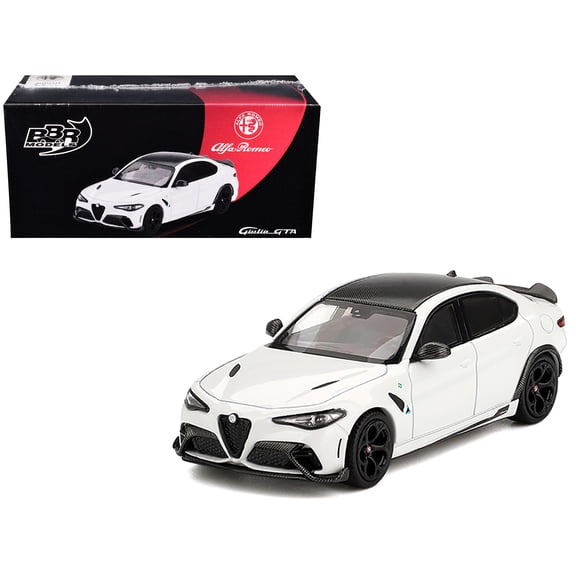 Alfa Romeo Giulia GTA White with Carbon Top 1/64 Diecast Model Car by BBR