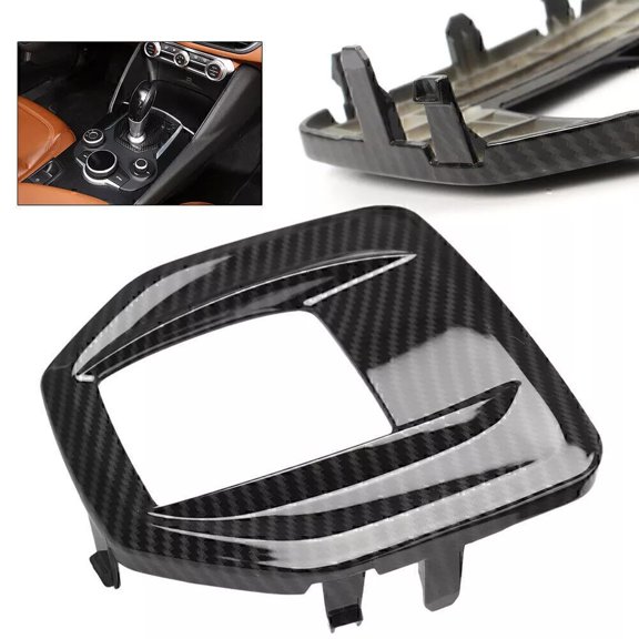 For Alfa Romeo For Giulia For Stelvio 2017 2019 Gear Shift Panel Cover in carbon fiber, designed for durability and refined vehicle interior appearance