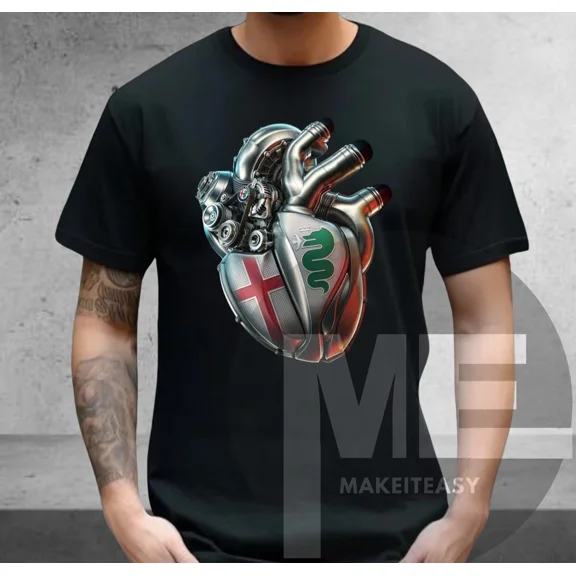 Alfa Romeo Heart Motor T-Shirt Unisex Tee Fan Gift