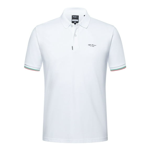 Alfa Romeo Racing F1 Small Logo Pique Polo Shirt - White/Black/Blue/Red