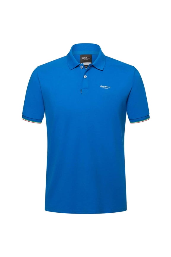 Racing F1 Small Logo Pique Polo Shirt - White/Black/Blue/Red