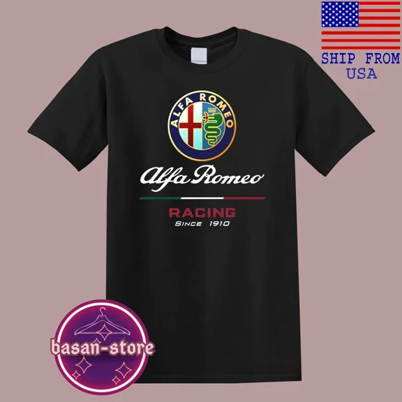 Alfa Romeo Racing Since 1910 Men's Black T-Shirt Size S-5XL