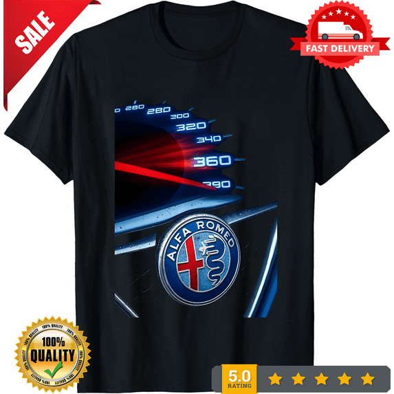 Alfa Romeo Tachometer Auto Logo schwarz T-Shirt -1329, NEW INSTOCK-TH80232