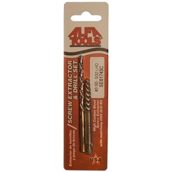SE61742C #2 Carded Screw Extractor Spiral Flute With 7/64" Left Hand Drill