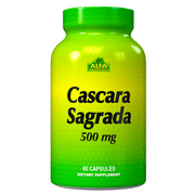 Alfa Vitamins Cascara Sagrada Herbal Supplement 500 MG - Helps Support Digestive System Function - Promotes Regularity - Detox/Cleanse - Supports Healthy Colon - 60 Capsules