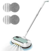 AlfaBot Cordless Electric Mop, Dual Spin Mops for Floor Cleaning, LED Headlight / Stand-Free, Rechargeable Scrubber Cleaner Mops for Multi Floors, Self-Propelled（NO Water Tank ）
