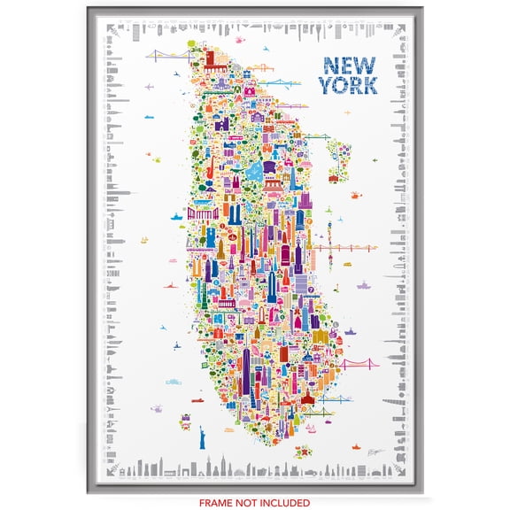 Alfalfa New York Iconic NY Poster Artwork for Home Walls – Designer Wall Art of Colorful NYC Map | City Decor Travel Print | Gift Souvenir for Office – Signed by Artist
