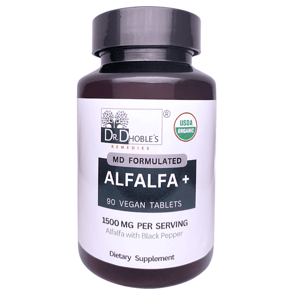 Alfalfa Plus Tablets 1500mg Serving - MD-Made USDA Organic Alfalfa with High Absorption, Green Superfood - 90 Ct