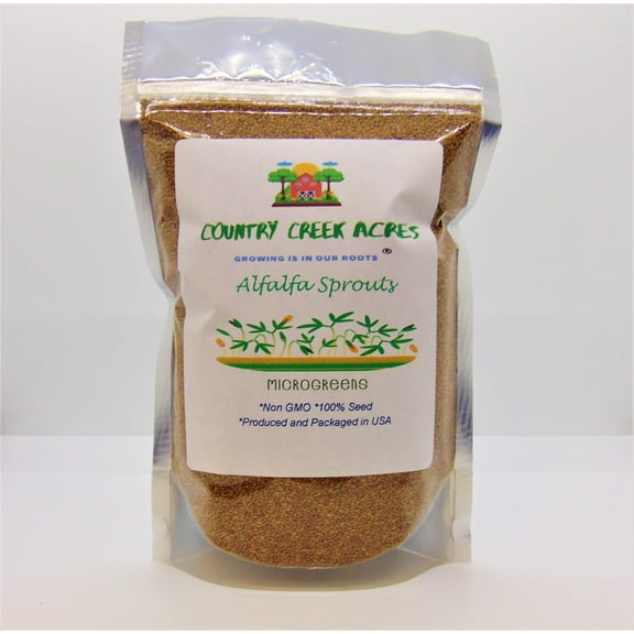 Alfalfa Sprouting Seed, Non GMO - 8 Oz -Country Creek Acres Brand - High Sprout Germination- Edible Seeds, Gardening, Hydroponics, Growing Salad Sprouts, Planting, Food Storage & More