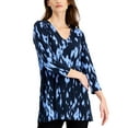 thumbnail image 1 of Alfani 3/4 Sleeve V Neck Tunic Mila Animal Navy L, 1 of 1
