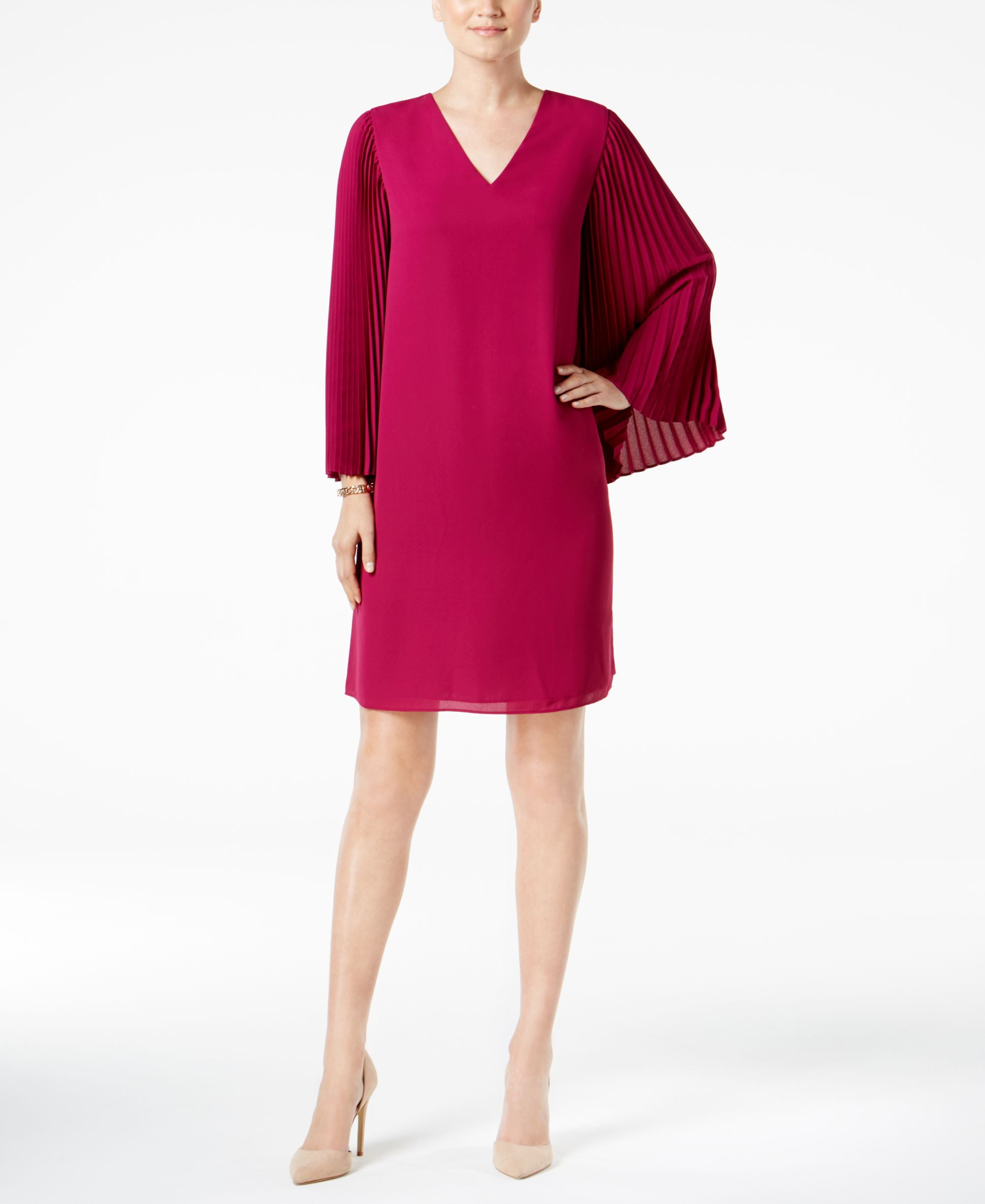 alfani red dress Alfani Women's Elbow Sleeve Satin Surplice Dress Red Burgundy Sz 12