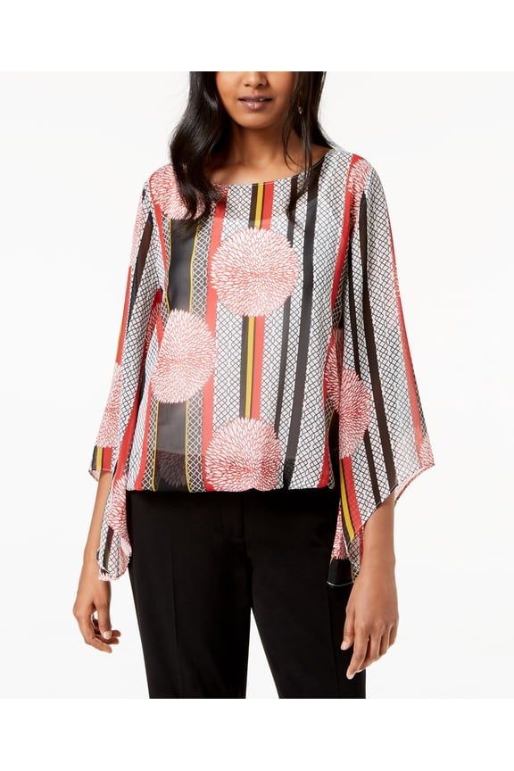 Angel Sleeve Blouson Top Mum Geometric XS