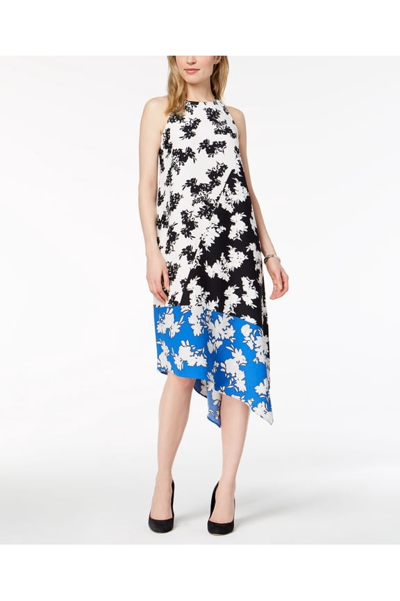 Asymmetrical Hem Swing Dress Floral Profile 12