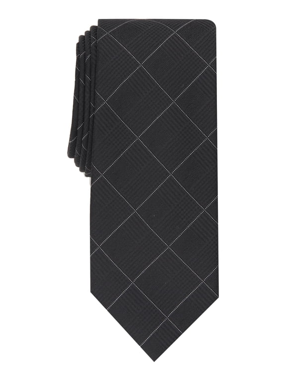 Mens Necktie Gering Plaid Tie Black