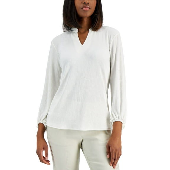 Alfani Balloon-Sleeve Tunic Calla Lily White S