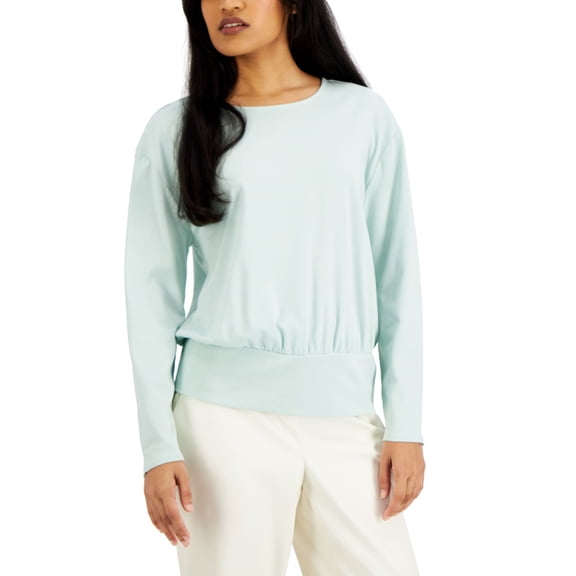 Alfani Banded Waist Top Aqua Foam S