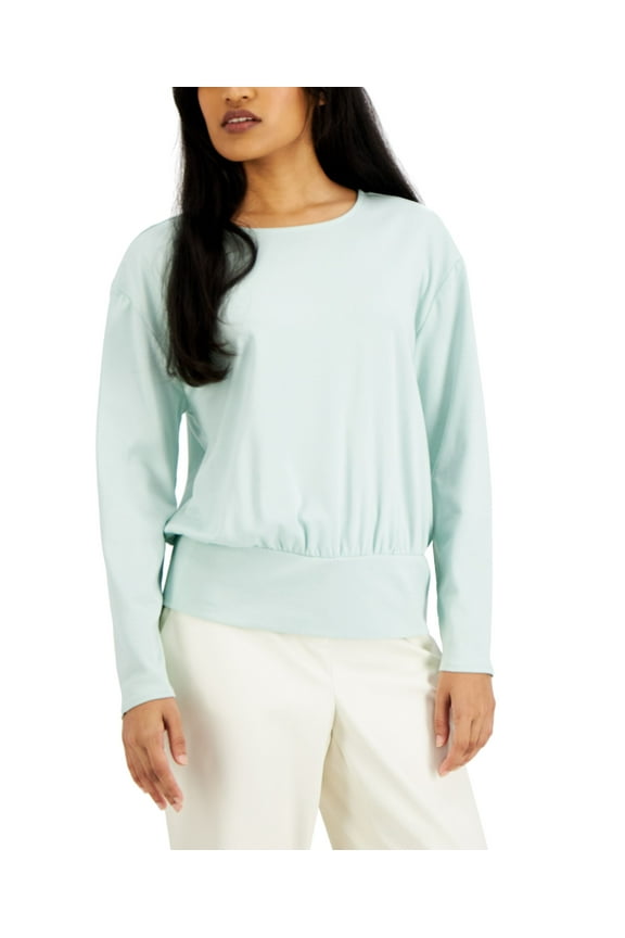Banded Waist Top Aqua Foam S