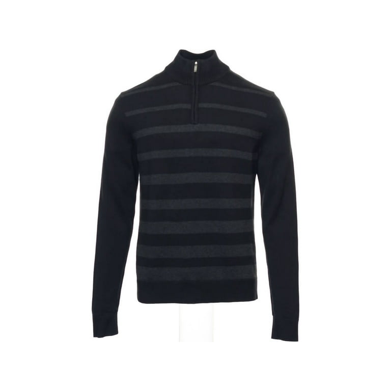 Alfani Black Striped Half Zip Sweater Size Small