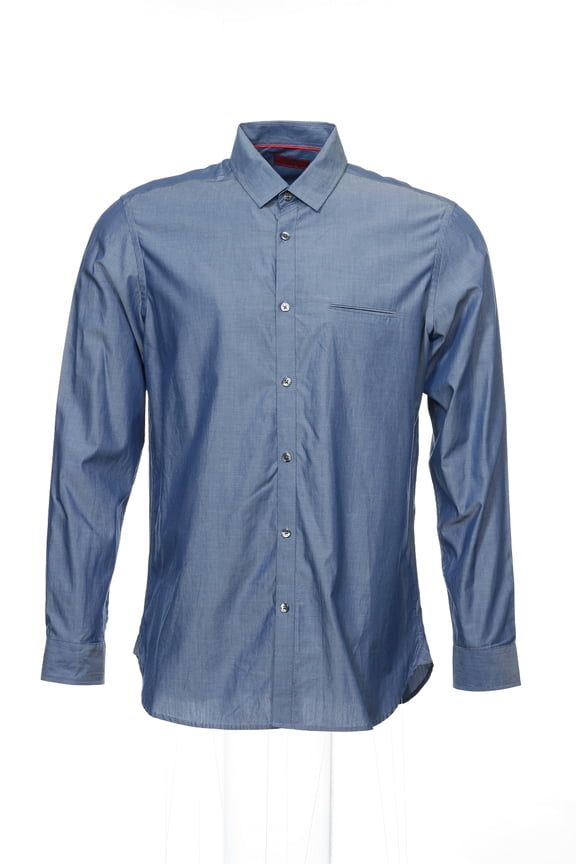 Blue Herringbone Button Down Shirt Sport , Size Large