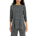 thumbnail image 1 of Alfani Boat Neck 3/4 Sleeve Printed Tunic Contour Square Navy XS, 1 of 1