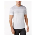 thumbnail image 1 of Alfani Crew Neck Short Sleeve Striped Casual Shirt, White/Grey, Med, 1 of 2