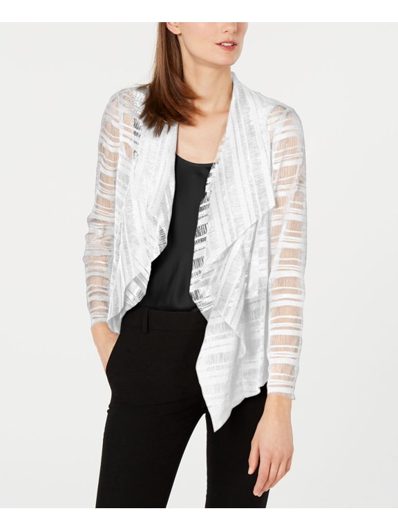 Drape Front Mesh Jacket Bright White XS