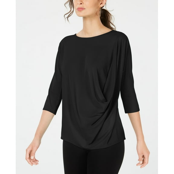 Alfani Draped Front Top Deep Black XXL
