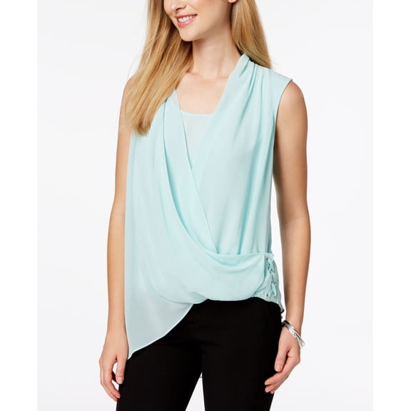 Alfani Draped Surplice Lace Up Top Tear Drop XS