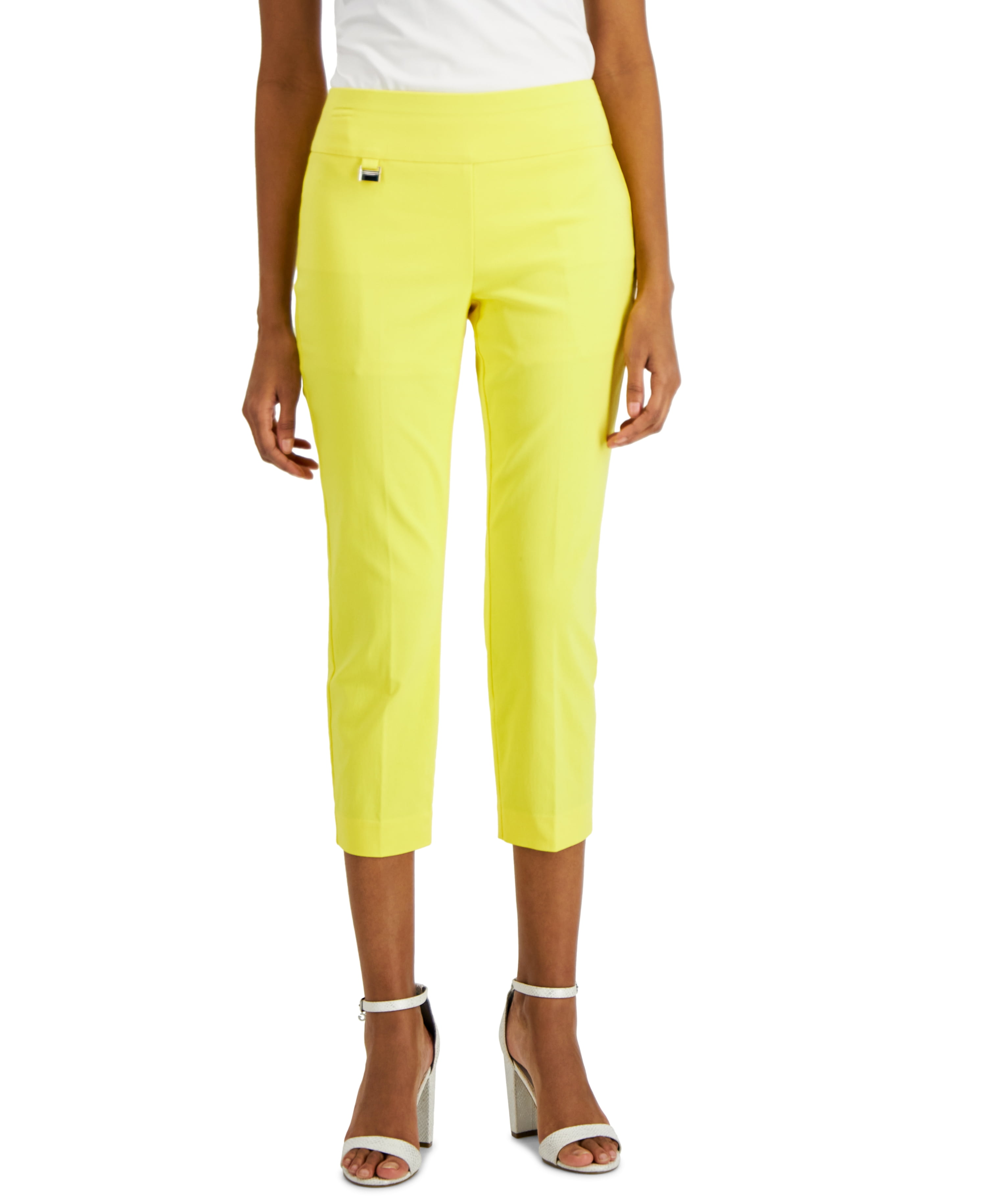 Alfani Essential Petite Capri Pull On With Tummy Control Illuminating Yellow 2P