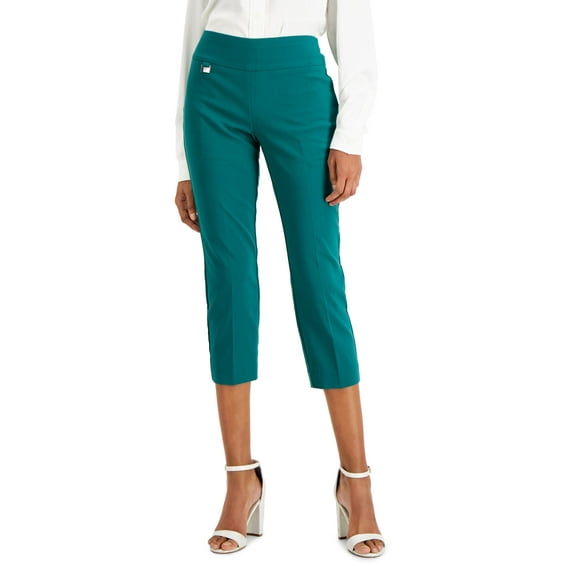 Alfani Essential Petite Capri Pull On With Tummy Control Rain Forest Green 16