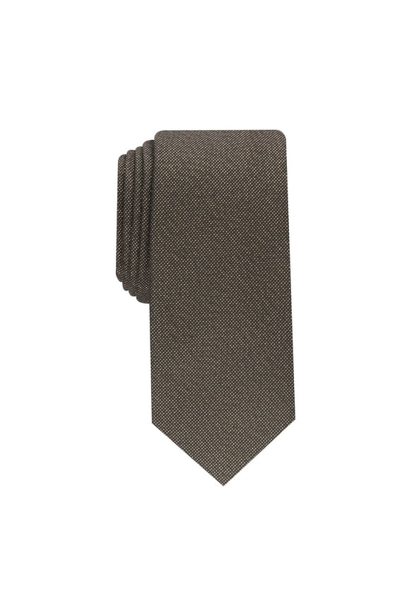 GOLD Men's Solid Metallic Textured Slim Silk Blend Tie, O/S