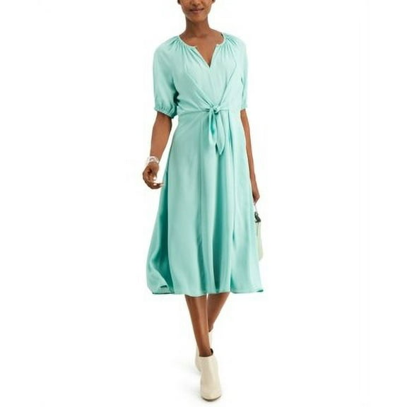 Alfani GREEN Women's Tie-Front Midi Dress, US Large