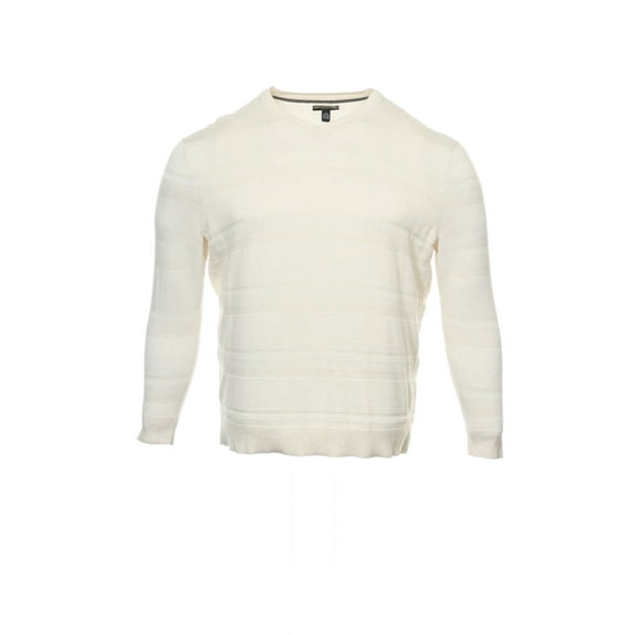 Alfani Ivory Horizontal Striped V-Neck Sweater , Size 2X Big