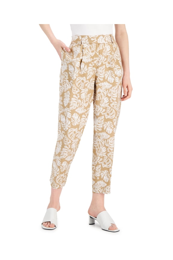 Linen Tapered Leg Pants Water Camel 12
