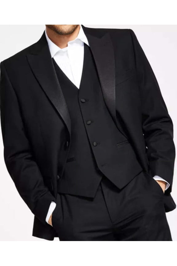 Mens Classic fit Suit Jacket Blazer 40 S Black Solid Stretch