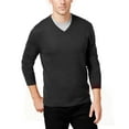 thumbnail image 1 of Alfani Mens Sweater V-Neck Solid Knit Pullover Rib-Trim   Black XL, 1 of 2