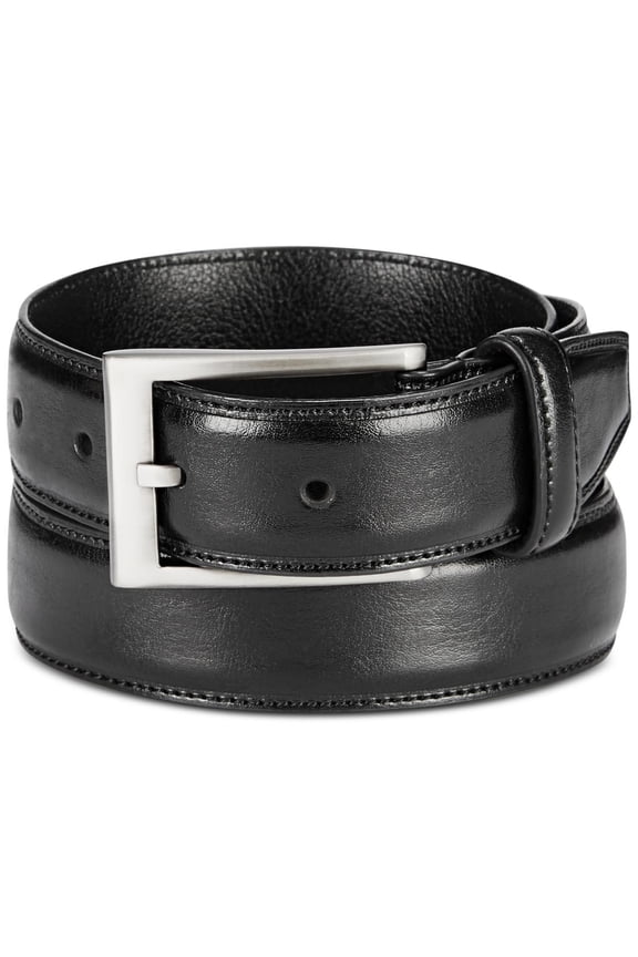 Men Embossed Faux-Leather Belts, Black, Medium
