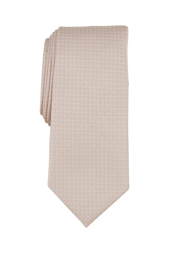 Mens Regular fit Tie Necktie One Size Beige Mini Geometric