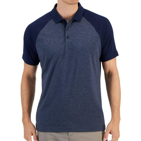 Alfani Mens Collared Stretch Polo Shirt, Blue, Small