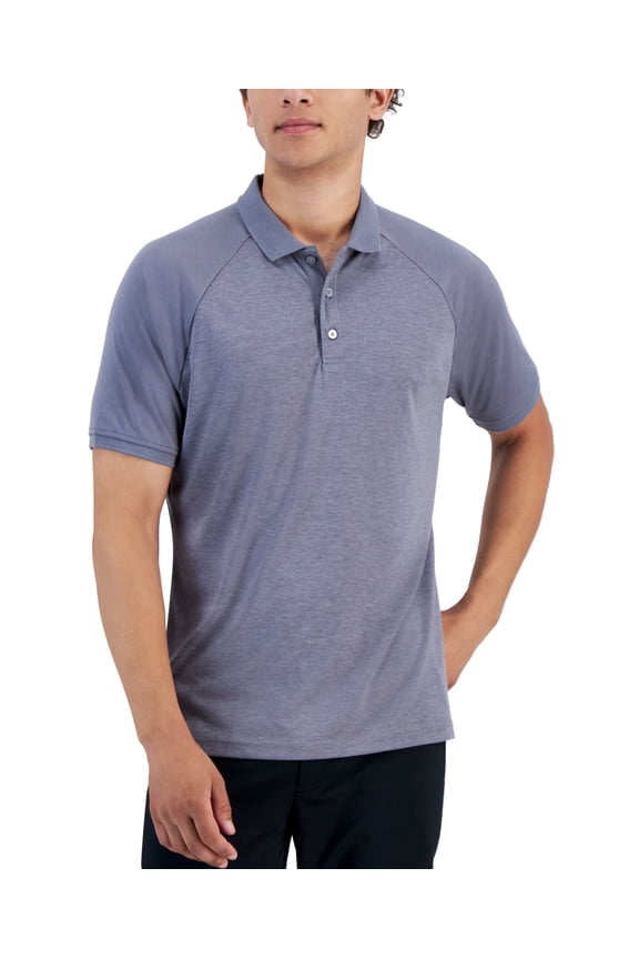 Men's AlfaTech Short Sleeve Polo Shirt Lead Statue Blue Small