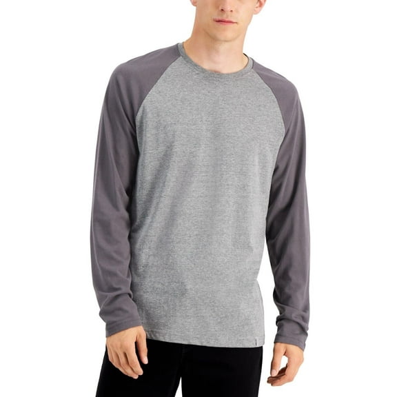 Alfani Men's Alfatech Long-Sleeve T-Shirt in Oxford Heather Grey-Small