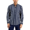 thumbnail image 1 of Alfani Men's All Cotton Vertical Striped Shirt in Navy-Size Large, 1 of 4