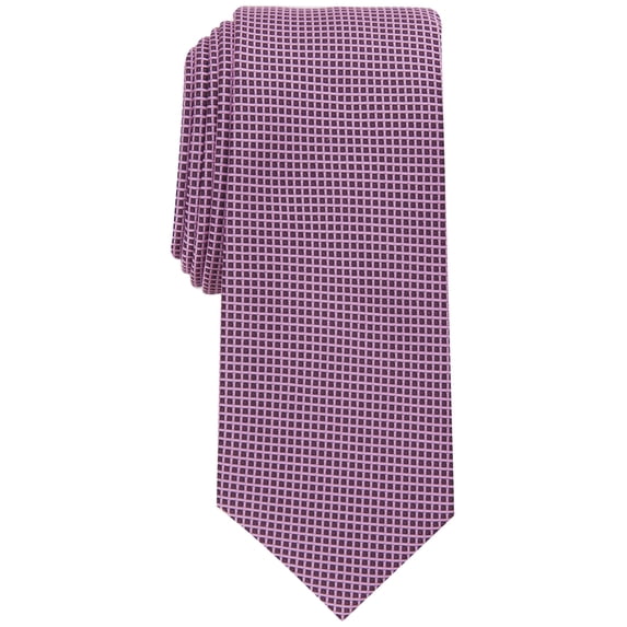 Alfani Mens Regular fit Tie Necktie One Size Pink Berry Mini Texture