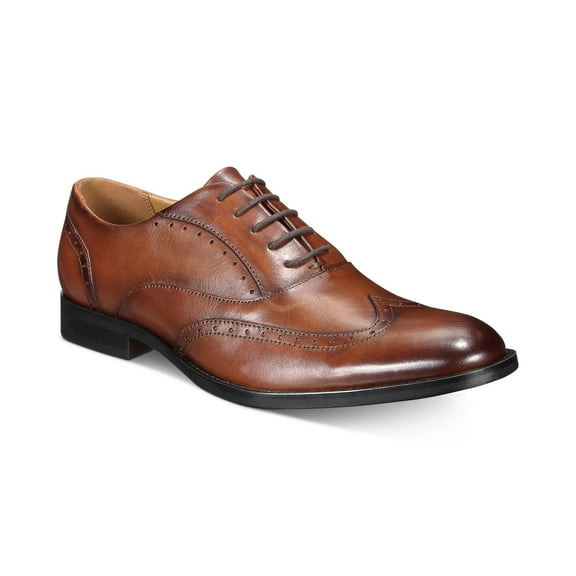 Alfani Men's Brown Leather Abie Wingtip-Toe Oxfords Shoes