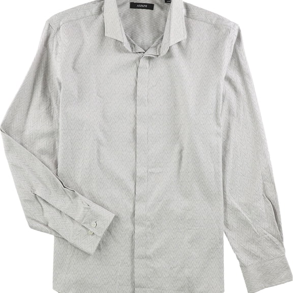 Alfani Men's Chevron Cotton Shirt, Tiramisu, Size L, MSRP $80