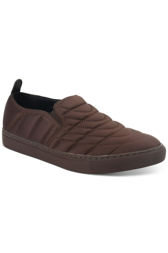 Mens Cooper Quilted Slip-On Sneakers Shoes, Brown, 9