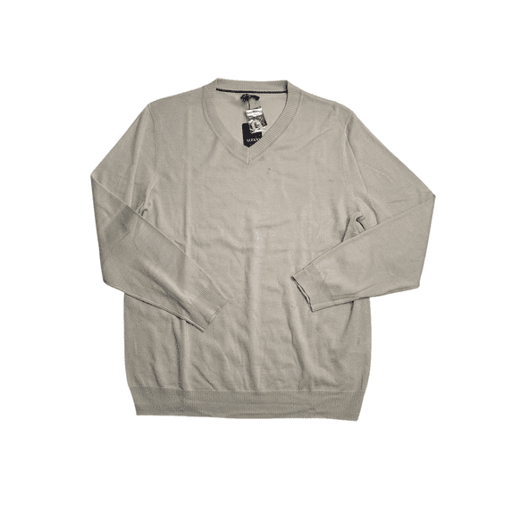 Alfani Men's Long Sleeve V Neck Merino Sweater Beige XL